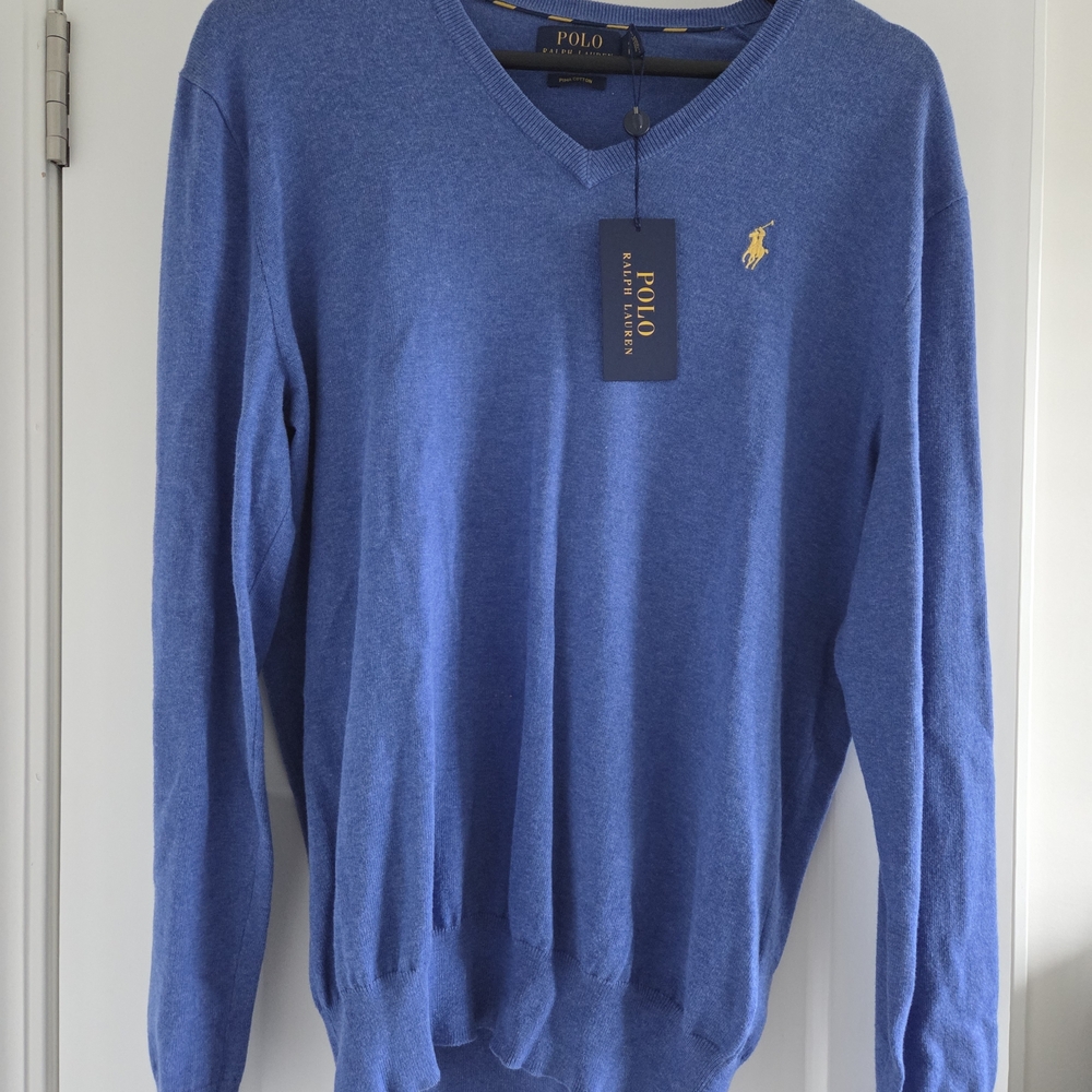 Polo by Ralph Lauren Men's V-Neck Sweater in Blue